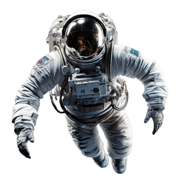 Astronauta flutuando, elemento visual da identidade da Criative